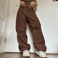 thumbnail image 4 of Pantalones deportivos informales de cintura alta con botones para mujer Pompotops ulkah939959, 4 of 9