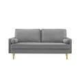 thumbnail image 5 of Knubmt 65 inch Upholstered Velvet Sofa Couch with Metal Legs, 2 Seater Loveseat Sofa for Living Room, Office, Bedroom, Gray, 5 of 6
