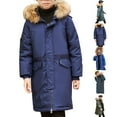 thumbnail image 5 of Mercatoo Hooded Puffer Jacket for Boys Girls 𝗙𝘂r Hood Zip Up Thicken Windproof Down Coat Winter Warm Mid Length Parka, 5 of 5