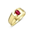thumbnail image 4 of RYLOS Men's Rings 14K Yellow Gold Ring Classic Solitaire 7X5MM Oval Shape Gemstone Designer Band Ruby July Birthstone Rings For Men Size 12, 4 of 5