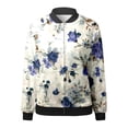 thumbnail image 5 of Wxolcjlv Women's Floral Print Bomber Jacket Full Zip Long Sleeve Casual Coat With Pockets, 5 of 5