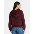 thumbnail image 3 of Time and Tru Women's Velveteen Hoodie Pullover Sweater with Long Sleeves, Sizes XS-XXXL, 3 of 5