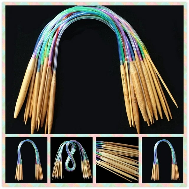 18pcs Multicolor Tube Circular Carbonized Bamboo Double Pointed Knitting Needles Convenient & Smooth
