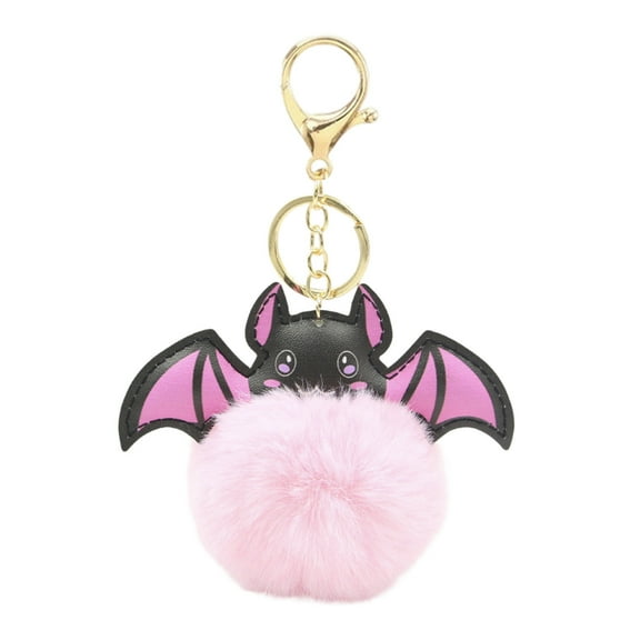 WEGFTDUOP Halloween Bats Keychain Accessories Car Cute Pom Fuzzy Keychain For Handbag Backpack Purse