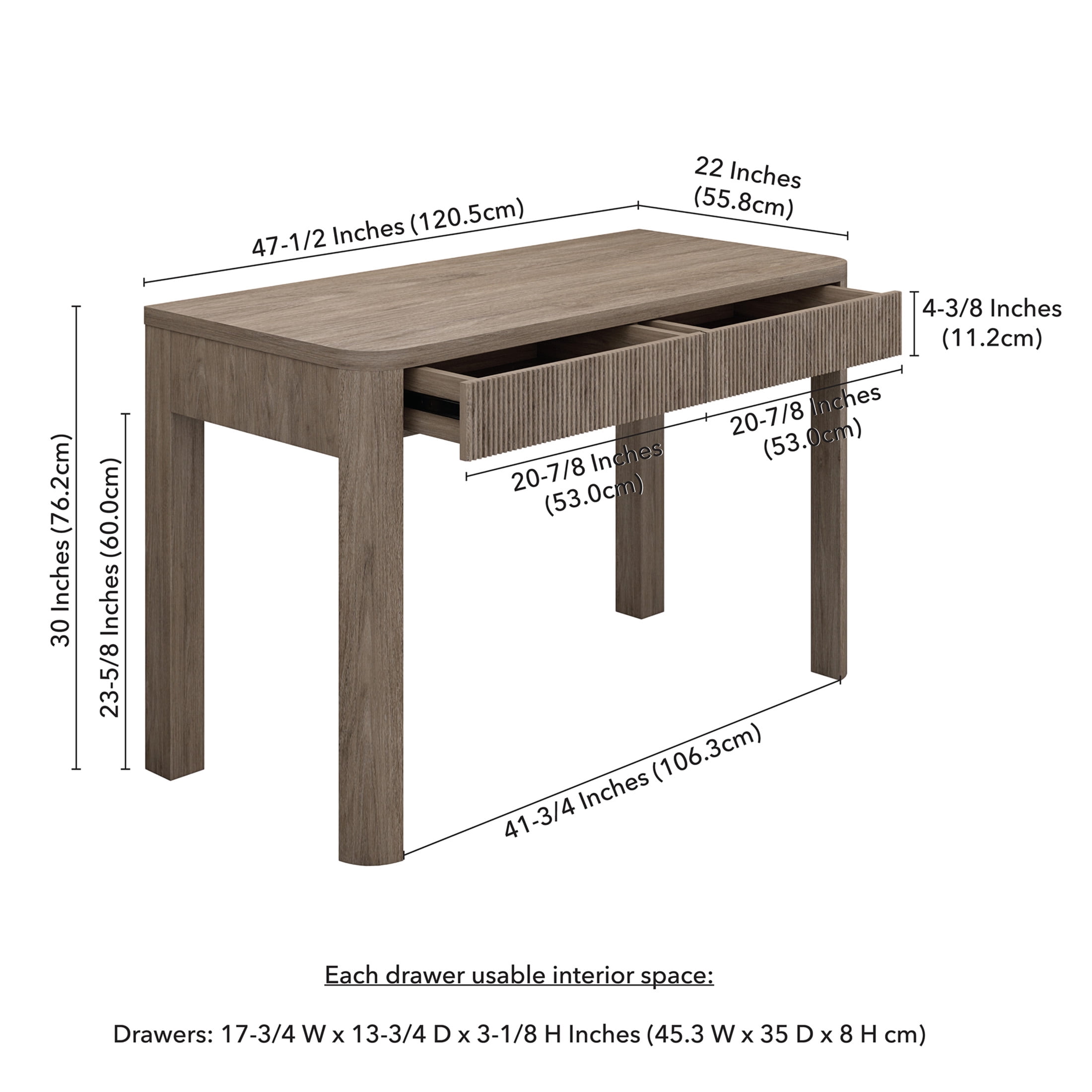 Evelyn&Zoe Modern/Contemporary 48" Wide Antiqued Gray Oak Home Office
