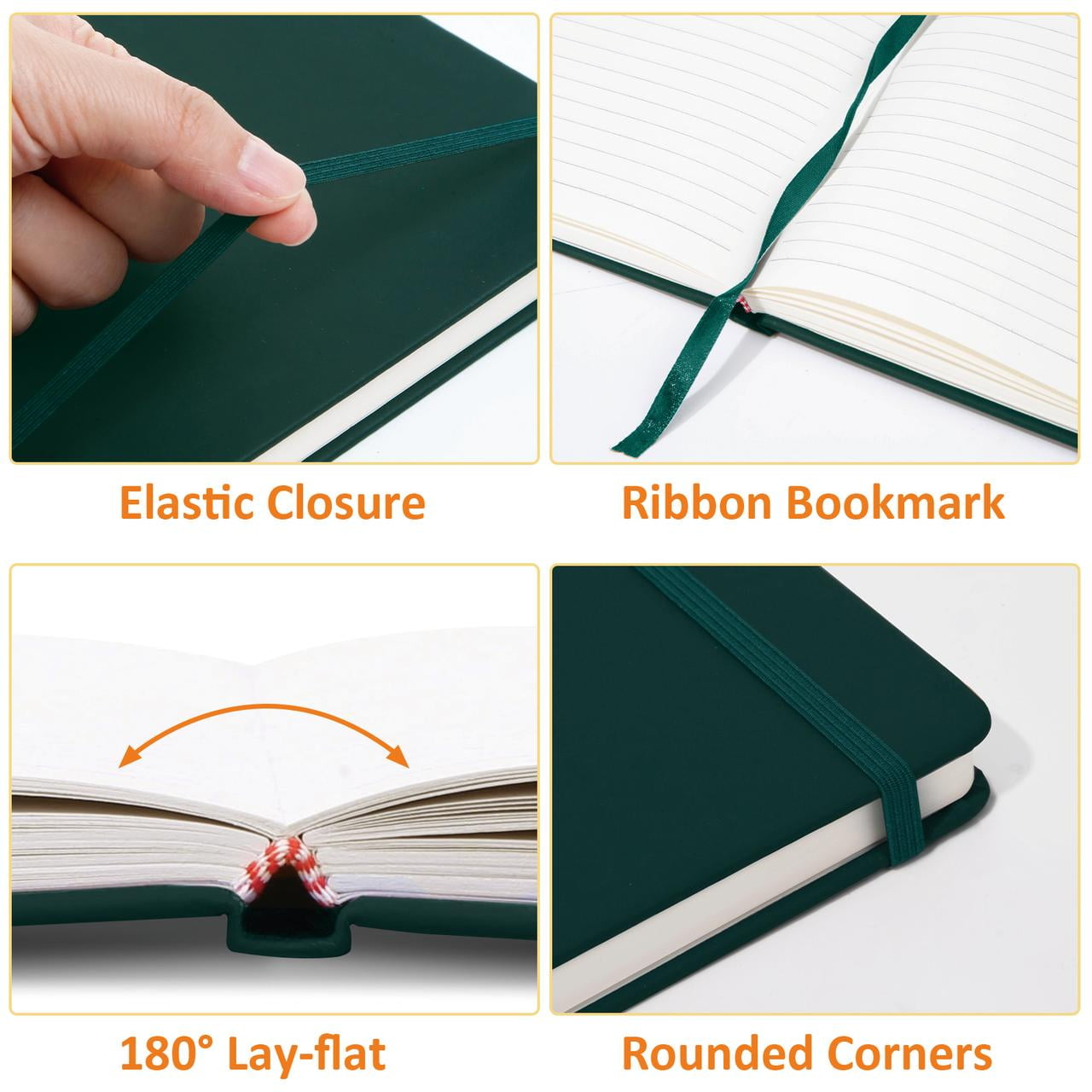Comix Hardcover Notebook,Lined Journal for Writing, 240 Pages, 5.4 x 8.3 inch, 6 Pack Dark Green