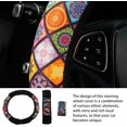 thumbnail image 5 of 1 Piece Steering Wheel Cover, National Style Steering Wheel Protective Cover, Decorative Cover, Sweat-Absorbent and Breathable Wrap Cover, Suitable for Women, 5 of 5