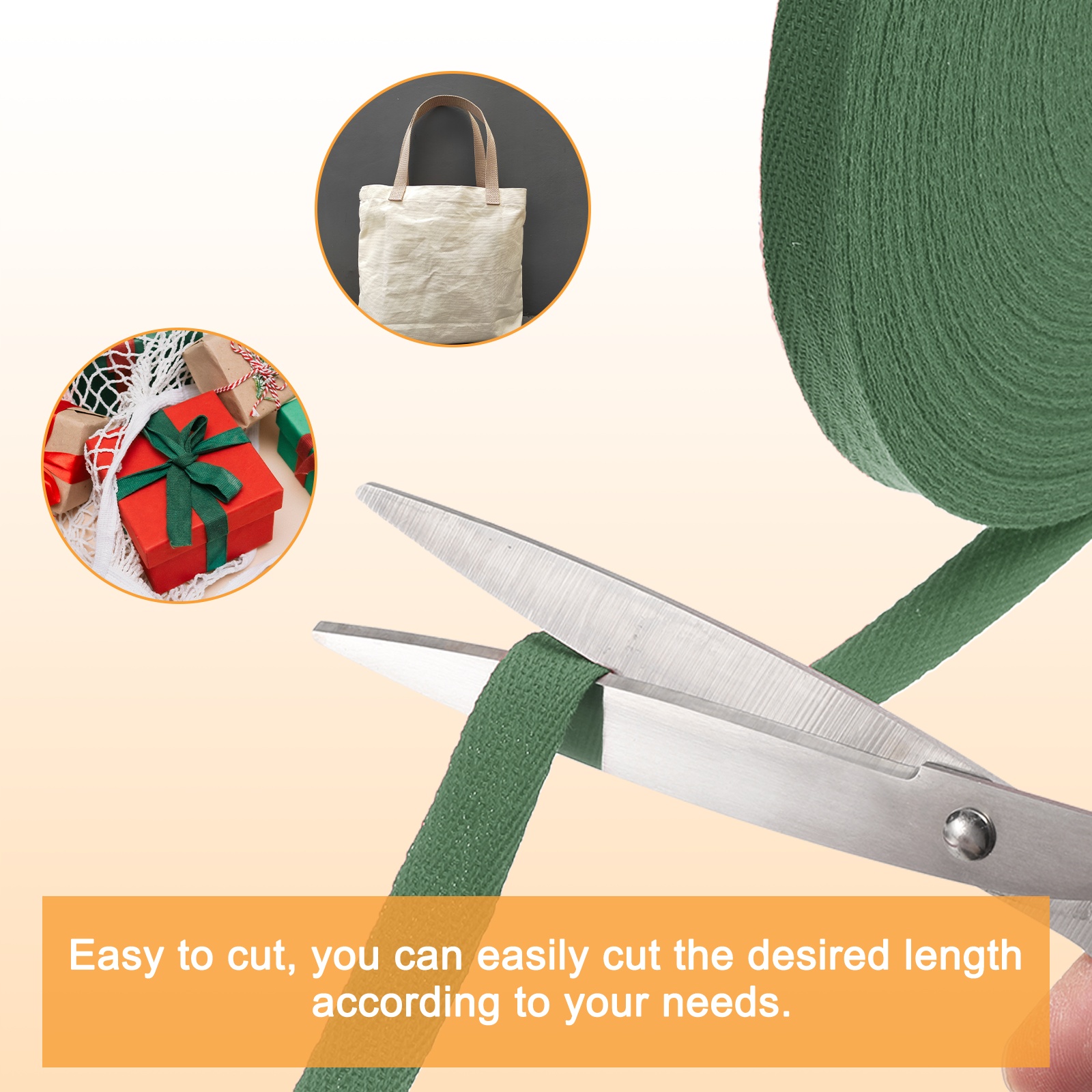 Uxcell Cotton Twill Tape Ribbon 3/4 Inch 50 Yard Herringbone Webbing Tape Roll Bias Binding Tape for DIY Crafts Sewing Gift Wrapping, Olive Green