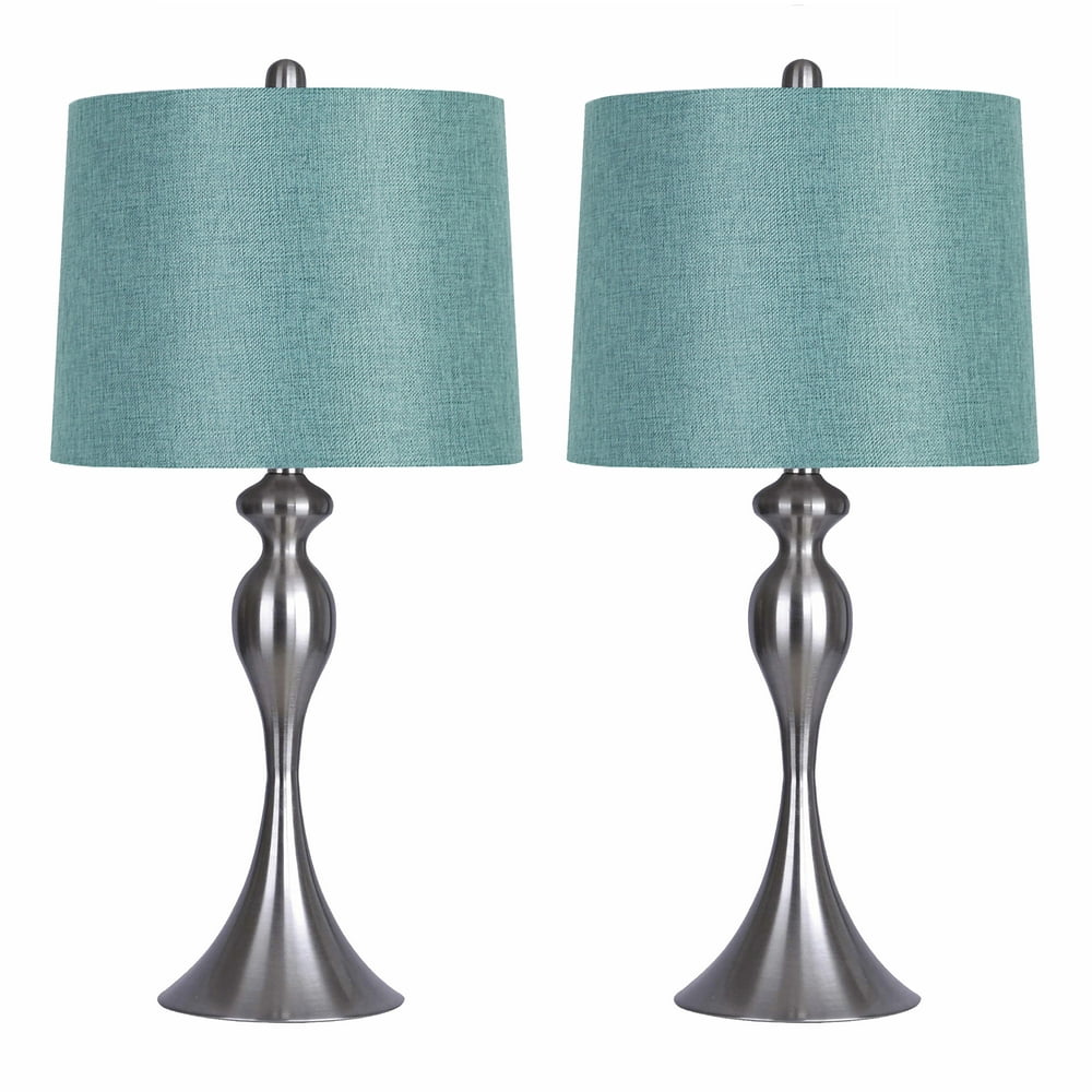 Grandview Gallery Table Lamps with Turquoise Shade, Set of 2 Linen