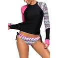 thumbnail image 1 of Women's Long Sleeves Rash Guard Athletic Swim Aztec Tankini Sets Swimsuit, 1 of 6