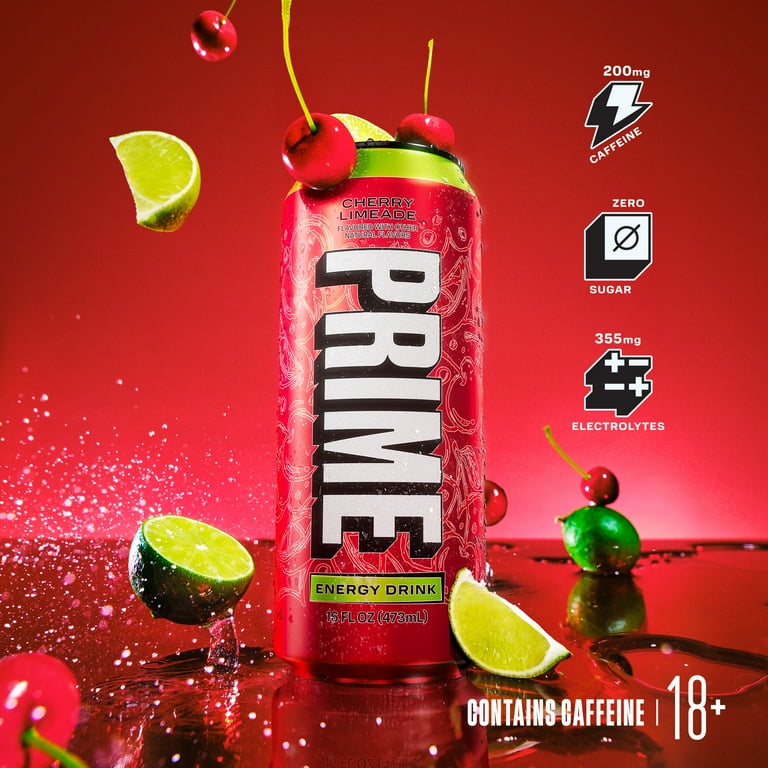 Prime Sugar Free Energy Drink, Cherry Limeade, 16 fl oz, 12 Pack