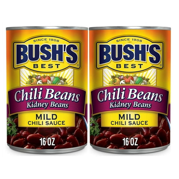 Bush's Chili Beans, Canned Kidney Beans in Mild Chili Sauce, 16 oz Can, Pack of 2