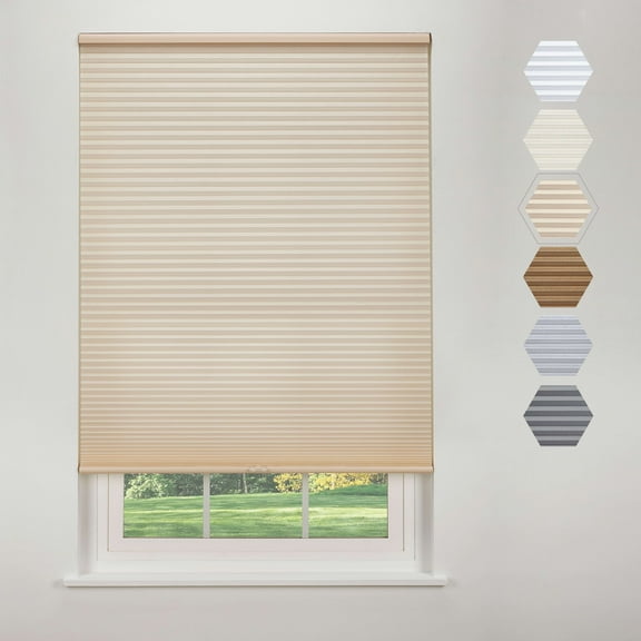 Linen Avenue Cordless Standard Light Filtering Cellular Shade 65 W x 84 H, Muslin (Arrives 1/4" Narrower)