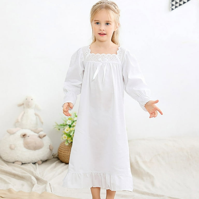 Toddle Girl White Nightdress Princess Dress Children Pajamas