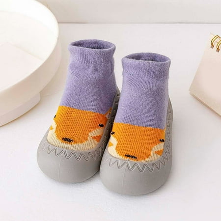 

Gubotare Baby Booties Girl Baby Boys Girls Booties Stay On Socks Soft Shoes Non Skid Winter Warm Christmas Slippers Purple 2 Years