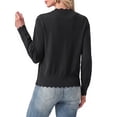 thumbnail image 6 of JWD Women's Long-Sleeved Crew Neck Scallop Edge Buttoned Cropped Cardigan Knitted Sweater, 6 of 7