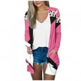 thumbnail image 2 of Amidoa Open Front Cardigans for Women Long Pink Long Sleeve Graphic Pockets Cozy Cardigans Women's Sweaters M, 2 of 5