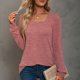 thumbnail image 2 of Camiseta de manga larga para mujer, sudadera informal holgada de Color puro, sudadera transpirable a la moda para mujer, color rosa XXL, 2 of 6