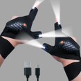 thumbnail image 1 of Rechargeable LED Flashlight Gloves Unique Lighted Gloves with Lights for Repairing Fishing Camping Hiking, 1 of 7