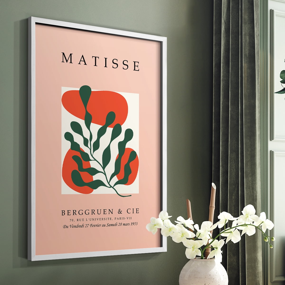 Matisse CCCXXIX in White Solid Wood 11 x 14 Framed Print