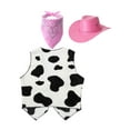 thumbnail image 4 of vastwit Cowboy Costume Kids Cowgirl Cosplay Outfits Cow Print Vest with Bandanna and Hat Set for Pink 4T, 4 of 6