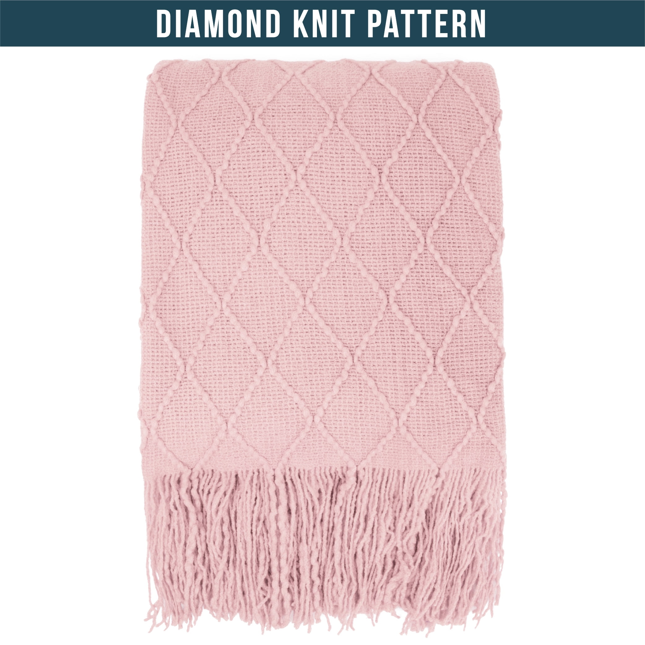 PAVILIA Light Pink Knit Throw Blanket for Couch, Twin Bed, Soft Knitted Farmhouse Sofa Throw for Living Room, Lightweight Decorative Summer Blanket for Chair, Outdoor Textured Boho Blanket, 60x80