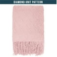 PAVILIA Modern Living Room Patterned Light Pink Knit Throw Blanket