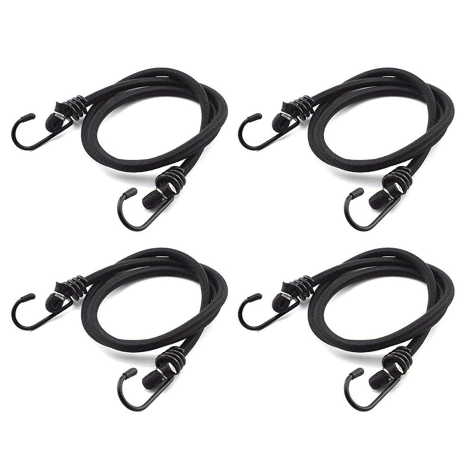Lot De 2 Sangles élastiques Avec Crochets (Bungee Cords) - Cordon Polyester Robuste Noir