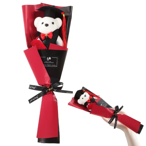 ETHZZLE 2Pcs Graduation Plush Bouquet Black Plush Bear Decoration for Graduation Party