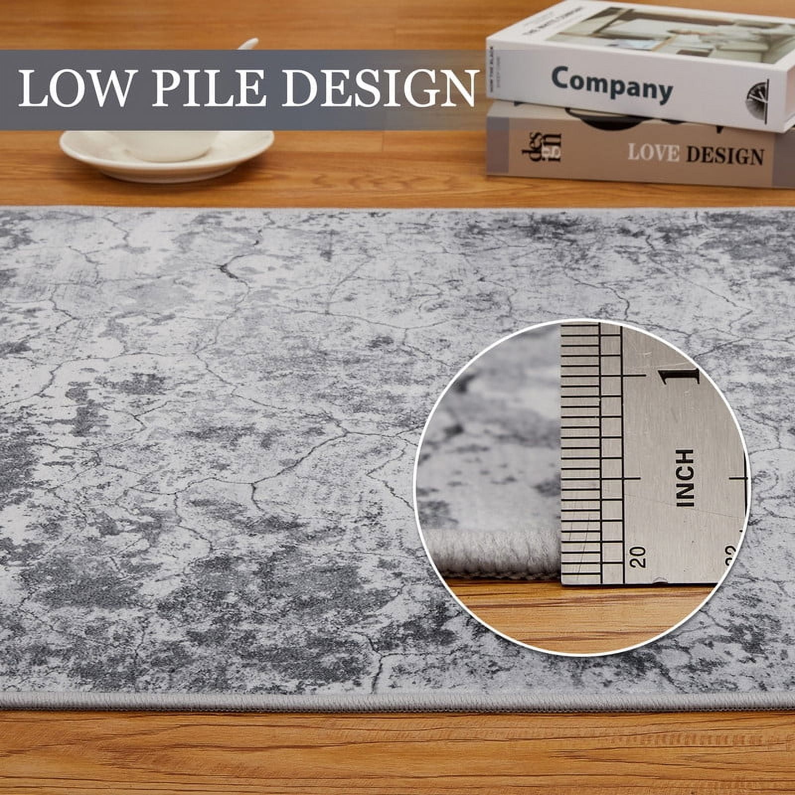 Living Room Area Rugs 8x10 Washable Abstract Neutral Modern Large Soft Indoor Rug Stain Resistant Non Slip Carpet for Bedroom Dining Room Home Office Grey