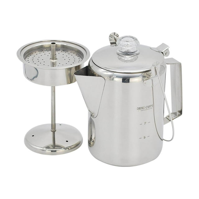 Stainless Steel 9 Cups Percolator Coffee Maker Kettle Coffee Pocolator for Outdoor Camping