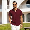 thumbnail image 4 of HAOMEILI Men's Casual Button Down Shirts Short Sleeve Linen Shirts Summer Beach Dress Shirt, 4 of 7