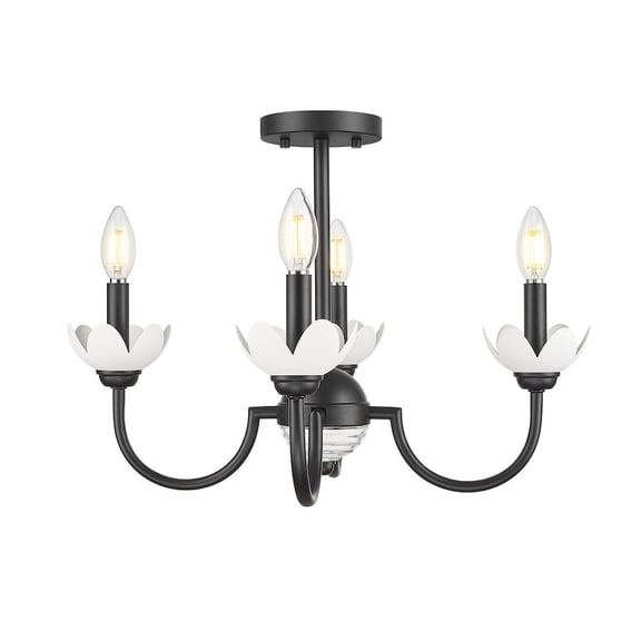 Z-Lite Allistair 4 Light Semi Flush Mount in Matte Black color, Steel frame