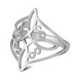 thumbnail image 2 of Hyasfey Ladies Ring Geometric Electroplating Hollowed Pattern Bright Luster Smooth Surface Dress Up Jewelry Witch Knot Stainless Steel Ring for Daily Wear, 2 of 8