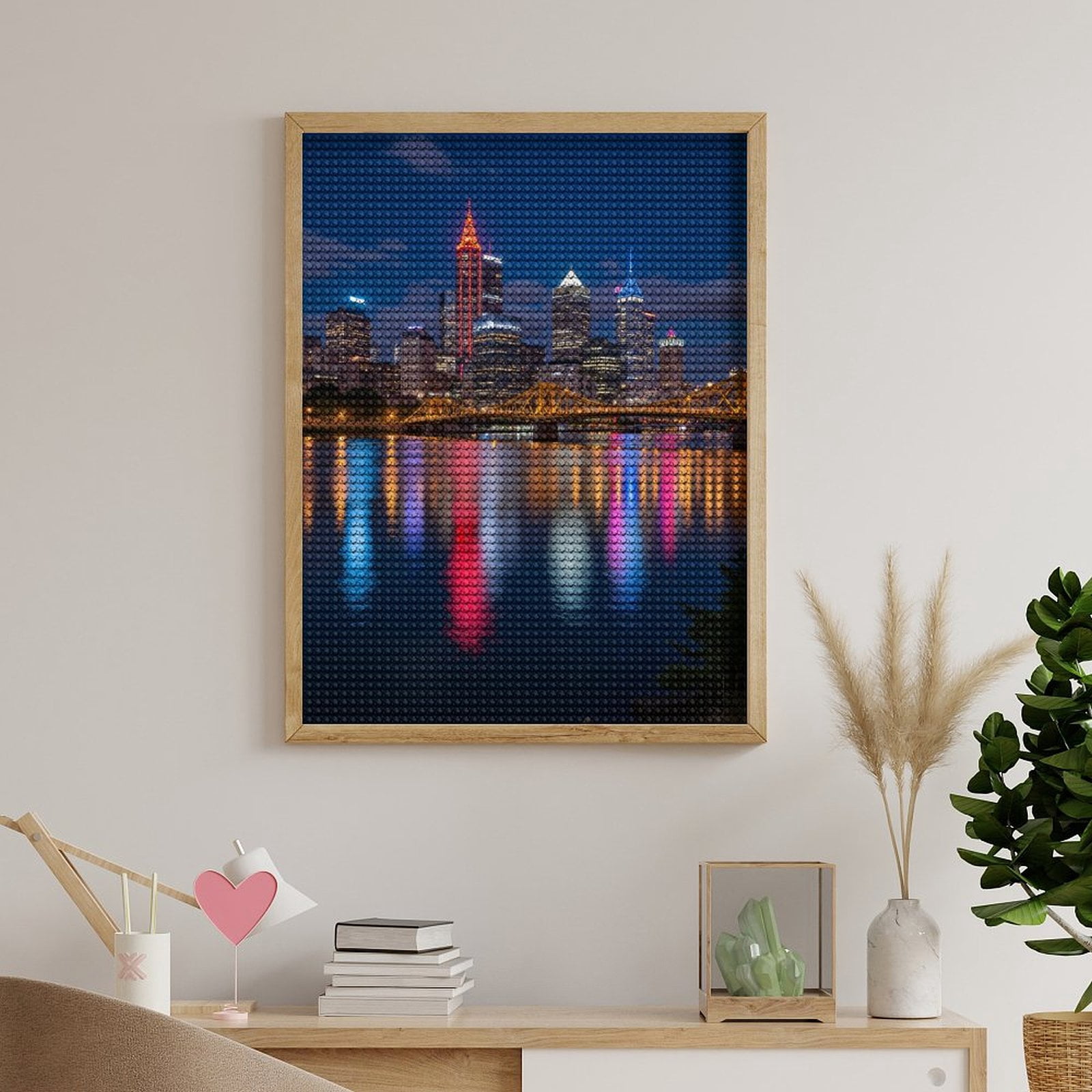 Diamond Art Kits for Adults - City Skyline Night Reflections 5d Diamond Painting for Adults, Diamond Art for Adults Beginners, Frameless Diamond Painting Kits for Adults for Home Wall Decor