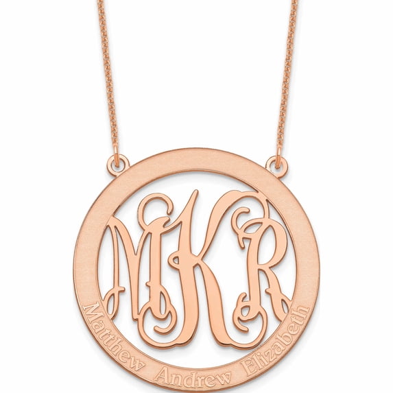 14K Rose Gold Large Family Monogram Necklace Made In United States -Jewelry By Sweet Pea