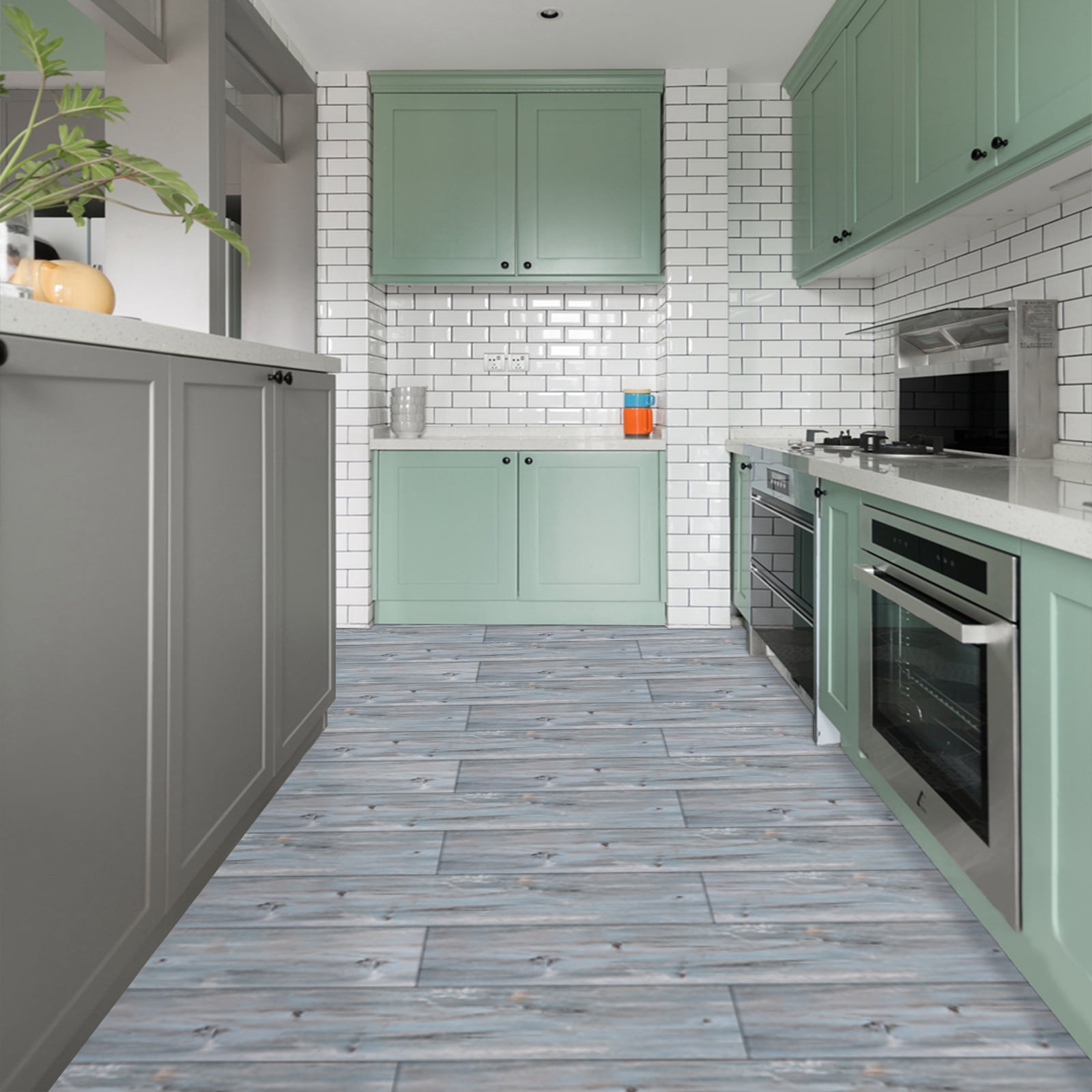 UMIGGEE Vinyl Flooring 6"x36" 10 PCS/Pack Peel and Stick Floor Tiles Natural Blue Wood Grain Look Sticky Floor Tiles Peel and Stick Flooring Self Adhesive Vinyl Flooring (15 Sq. ft/Pack)