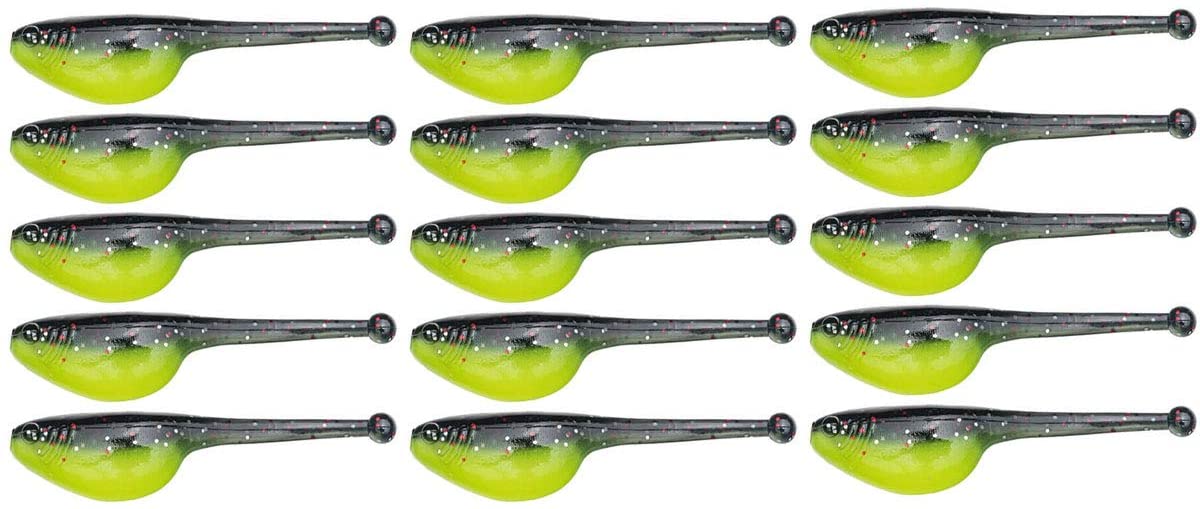 Mr Crappie Shadpole Tuxedo Black/Chart Glow 15pk