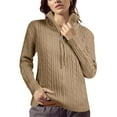 thumbnail image 5 of Long Sleeve Women Vintage Cable Knit Cardigan Zip Up Collared Sweater Coat, 5 of 7