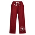 thumbnail image 4 of Womens Pants Spring Summer Lace Up Loose Slacks Solid Drawstring Capri Pants Pocket Red Trousers Pants for Women XXL, 4 of 4
