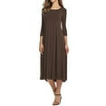 thumbnail image 1 of Nlife Women Round Neck 3/4 Sleeve Swing Midi Dress, 1 of 4