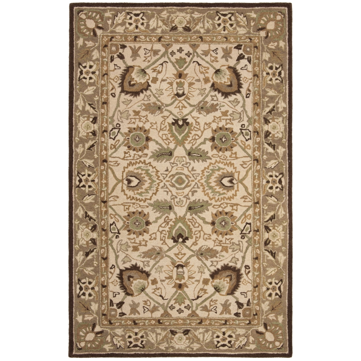 SAFAVIEH Anatolia Venice Traditional Wool Area Rug, Ivory/Brown, 3' x 5'