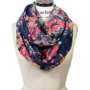 Women's Romantic Rose Print Lightweight Infinity Scarf & Head Wrap