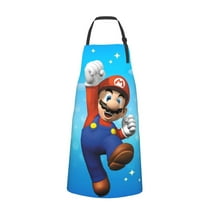 Mario Adjustable Bib Aprons, Waterdrop Resistant Apron with 2 Pockets for Kitchen Cooking Restaurant BBQ Painting Crafting
