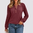 thumbnail image 2 of XYAIYT Women Knitted Blouses Round Neck Lace Long Sleeve Tops Casual Loose Button Down Shirts Dressy Casual, 2 of 5