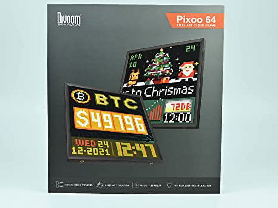 Divoom Pixoo 64 Digital Photo Frame with 64*64 Pixel Art LED Picture  Electronic Display Board,Neon Light