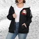 thumbnail image 5 of Sudadera informal con capucha y manga larga para mujer, estilo navideño, de gran tamaño, color liso, con cremallera, capucha y forro polar grueso, chaqueta de manga larga con hombros descubiertos, blu, 5 of 5