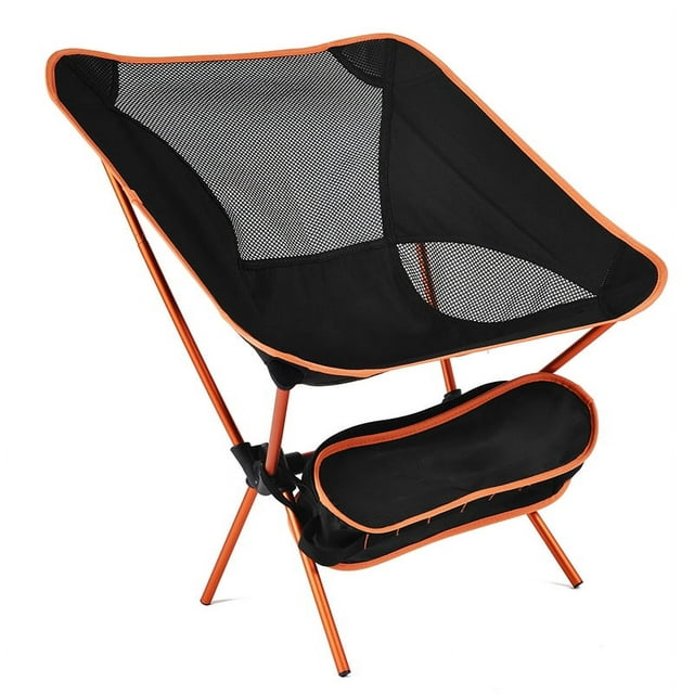 Silla de playa plegable para exteriores, portátil, con respaldo de malla, de aleación de aluminio, para acampar y pescar, color naranja