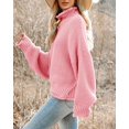 thumbnail image 2 of Jersey Saodimallsu para mujer, cuello alto, extragrande, de punto, rosa, 2 of 7