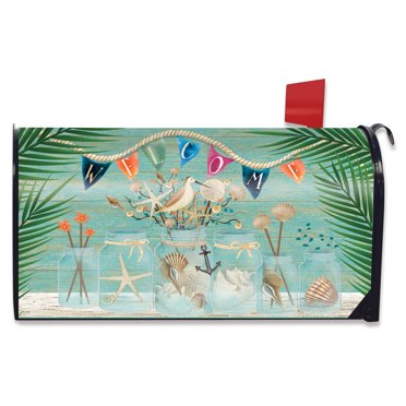 Seaside Escape Summer Magnetic Mailbox Cover – Nautical Design, Fits Standard 6.5x19" Steel Mailbox